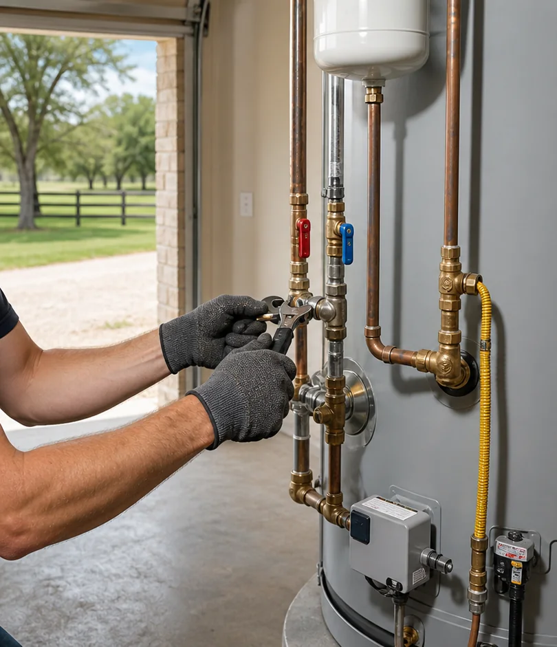 Plumber referral guidance for Pecan Plantation homes with community water, acreage plumbing, and service access.